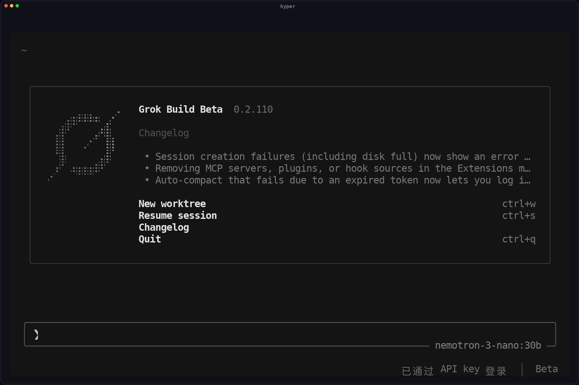 Hyper TUI welcome screen — 简体中文